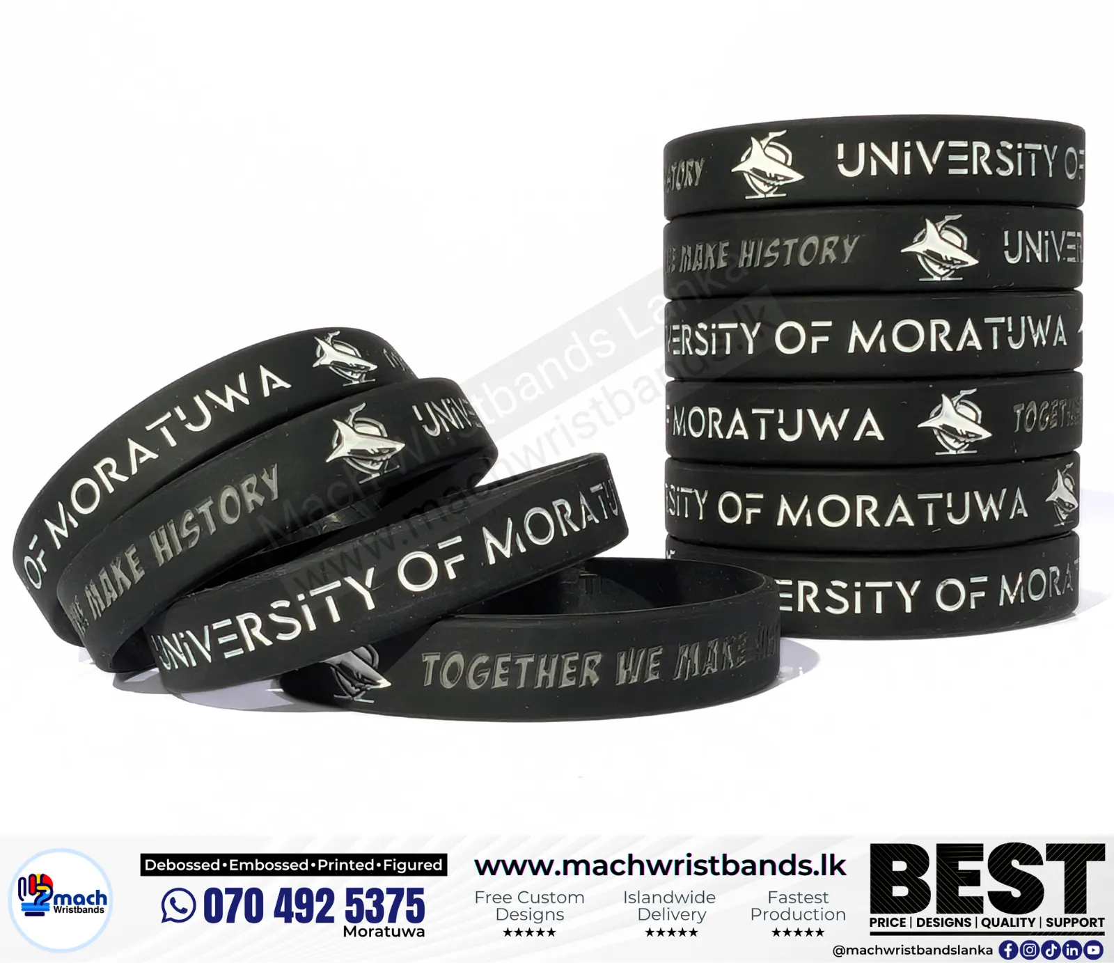 Debossed ink filled wristbands